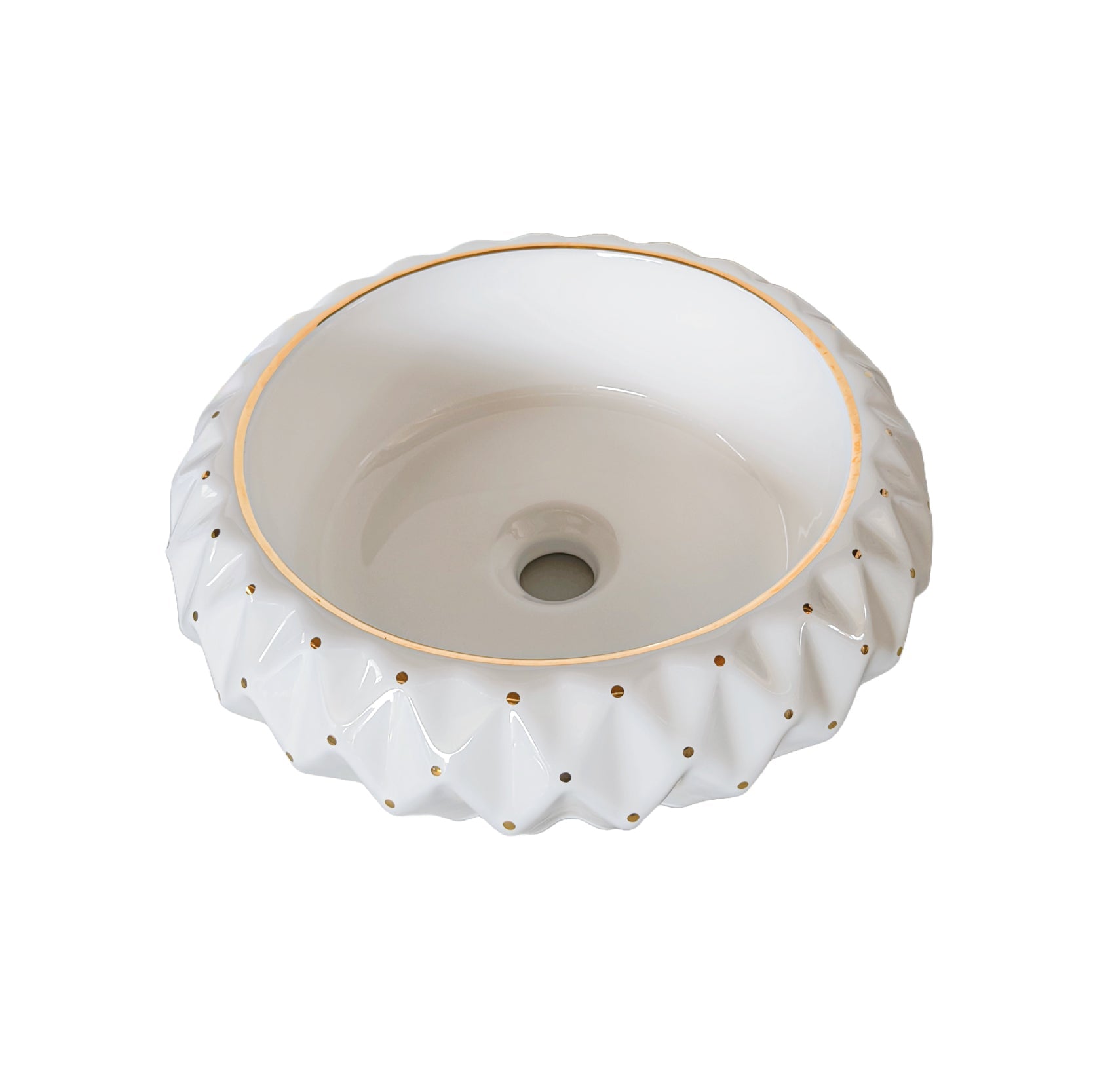 Bowl Loza (238) Mod. Circular Blanco C/Dorado 41X41X15 - Fratelli